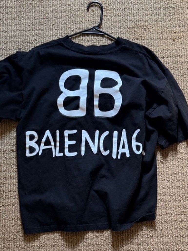 Unisex Balenciaga Black Logo Back-Print Tee, Size S